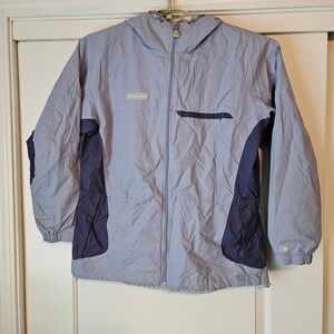Columbia Windbreaker Jacket Womens XL Blue Y2K Spring Lightweight Coat Nylon